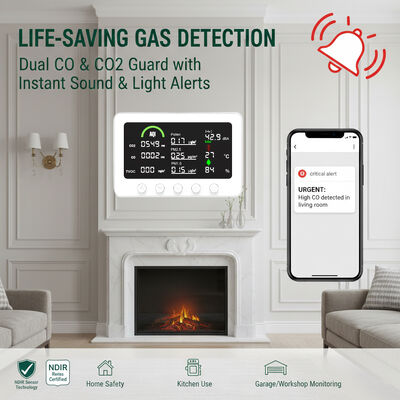 İyi bir fiyat. 10'da 1 profesyonel hava kalitesi monitörü: Gerçek zamanlı CO2, PM2.5, TVOC, & CO Meter Tuya App Control & RS485 ile Akıllı Ev için çevrimiçi