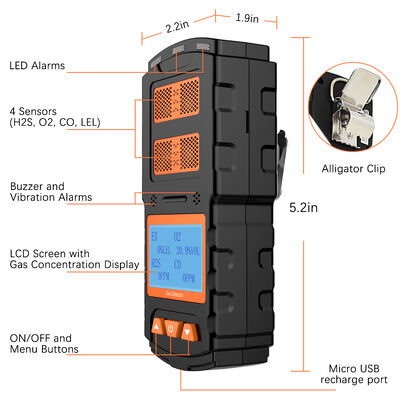 İyi bir fiyat. Kanalizasyon, Madencilik, Petrol ve Laboratuvar Kullanımı için Çok Yönlü 4'ü 1 Arada Gaz Monitörü | Yüksek Hassasiyetli Taşınabilir LEL O2 H2S CO Gaz Kaçak Dedektörü çevrimiçi